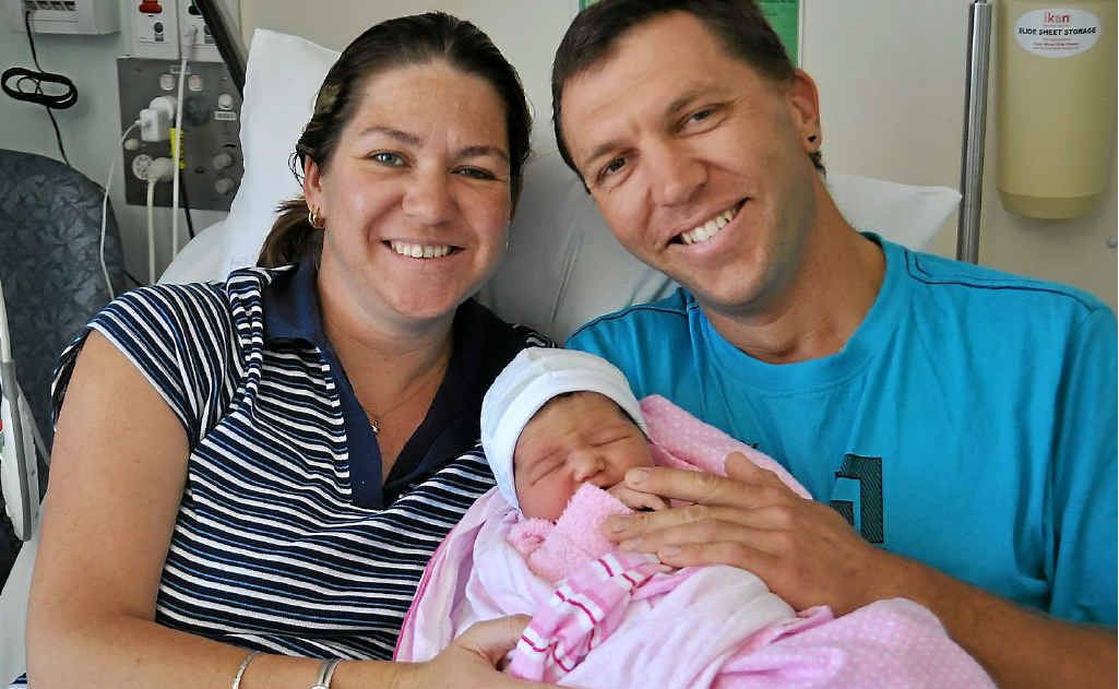 Kirsty Thomson and Colin Lay welcomed their baby girl Jasmelia to the world on New Year’s Day. Kirsty Thomson and Colin Lay welcomed their baby girl Jasmelia to the world on New Year’s Day.